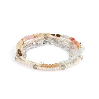 Collection: sharing-kindness-collection<br/><br/>Bracelet Set of 5 - Multicolor Silver
