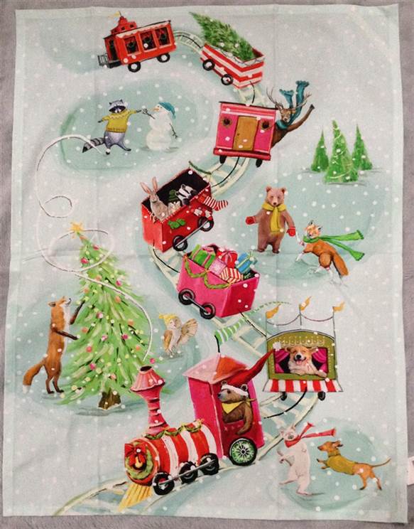 Dish Towel - Holiday - Animal Train