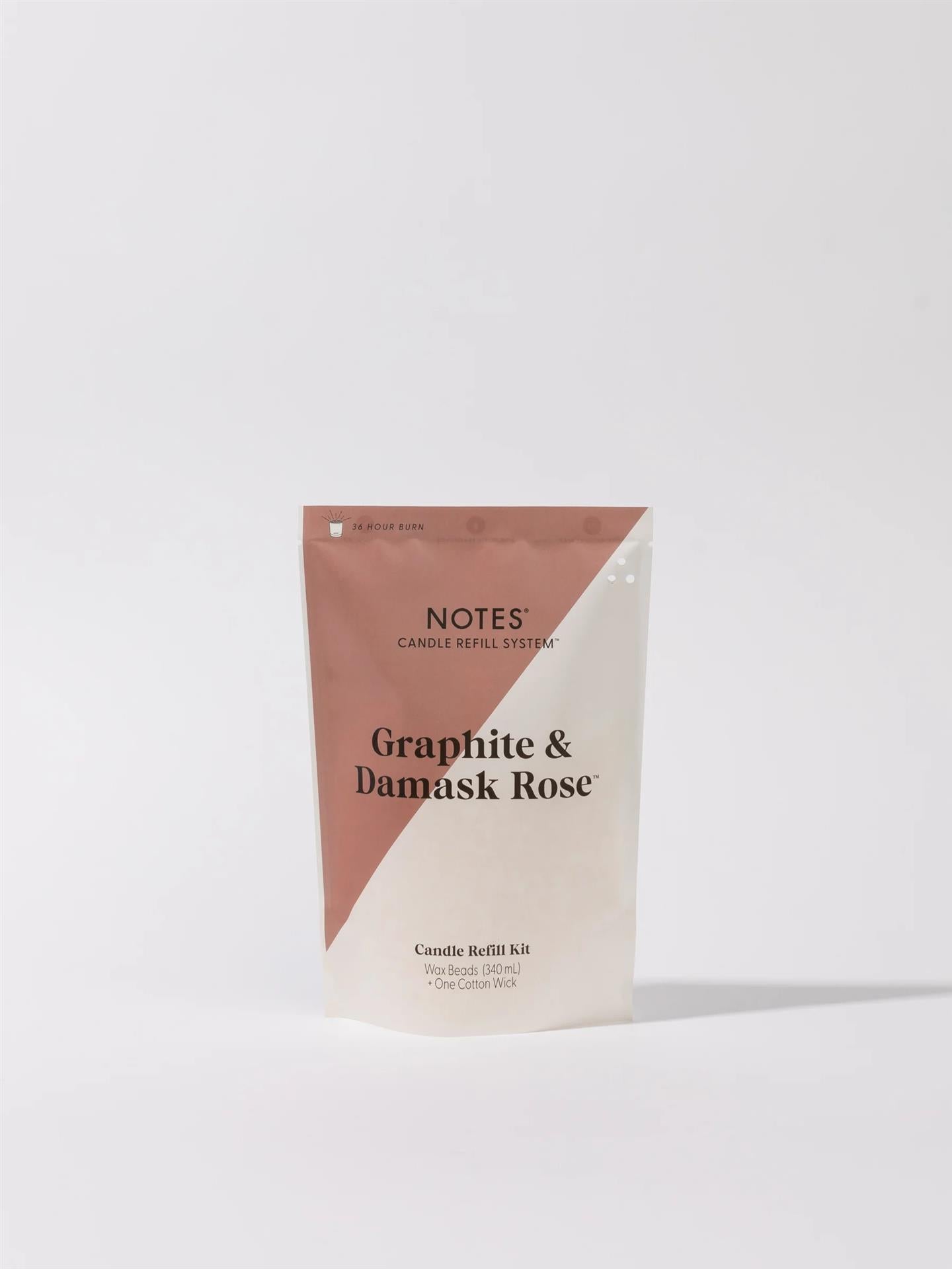 Notes Candle Refill - Graphite and Damask Rose