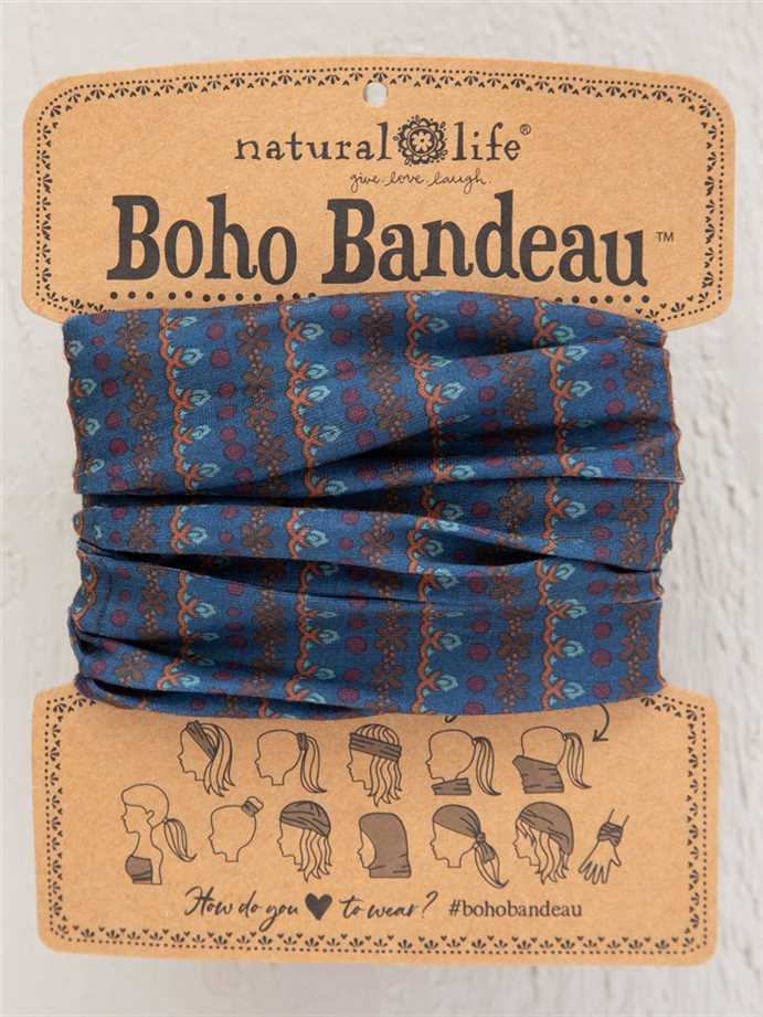 Headband - Boho Bandeau Full - Navy Vines