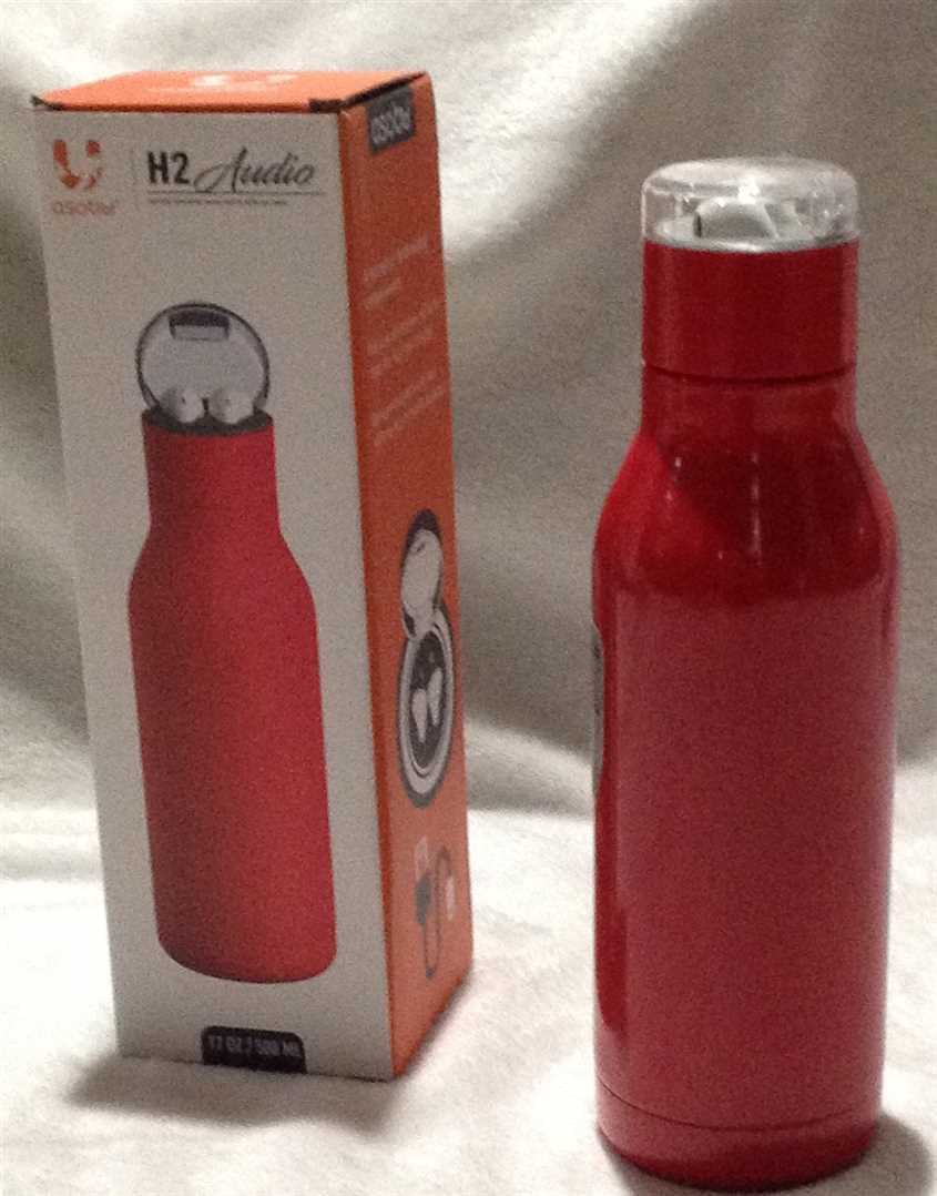 Asobu Earphone H2 Audio Insulated Water bottle Stainless Steel 20 Ounce (Red)