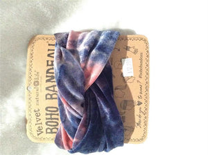 Boho Bandeau Velvet - Navy Tie-Dye