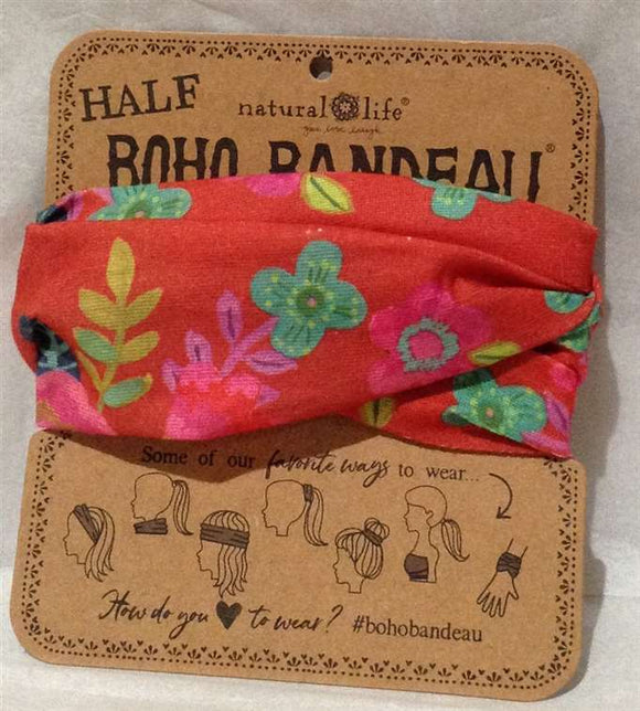 Boho Half Bandeau Red Floral