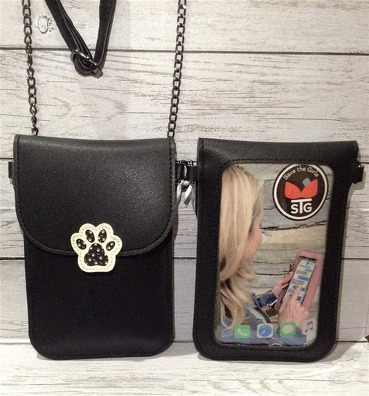 Cell Phone Purse - Fun Dog - Paw Black