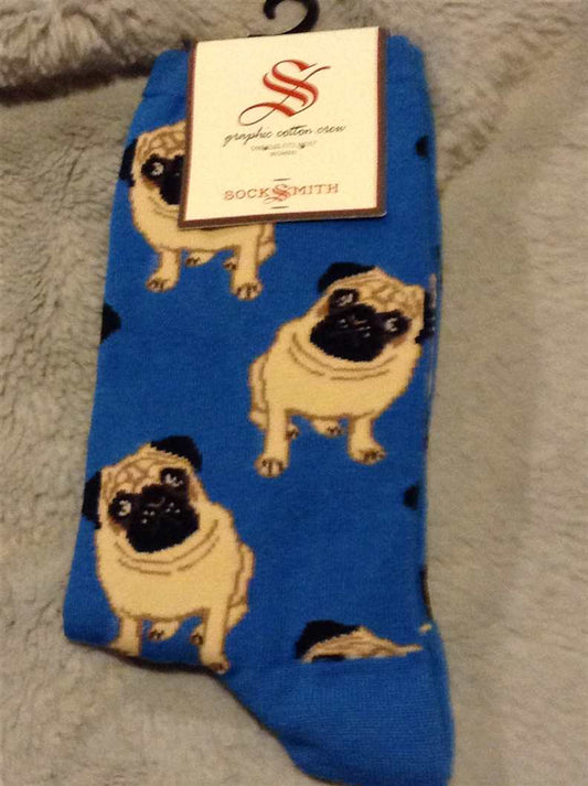 Socks, Women's - Pugs - Blue