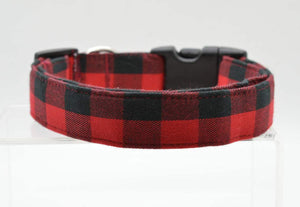 Dog Collar World - Red &amp; Black Buffalo Plaid Small