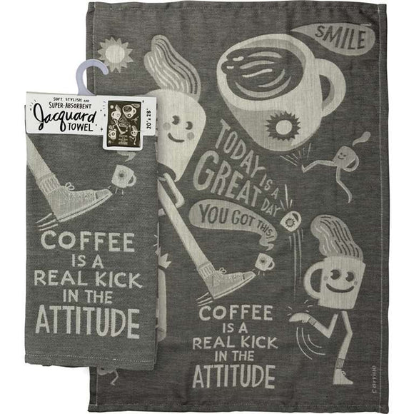 Dish Towel- Coffee is a Real Kick in the Attitude