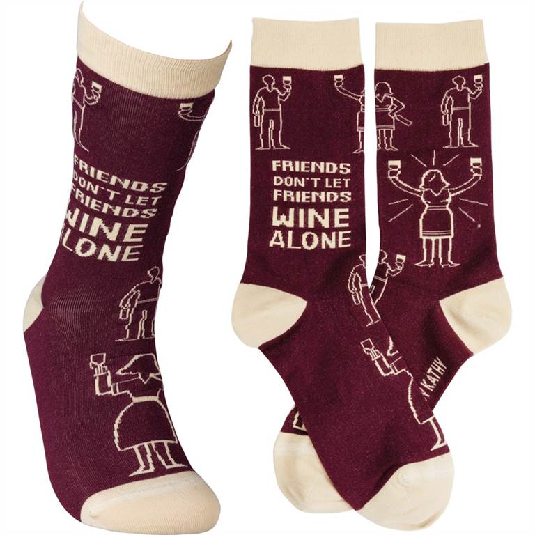 SOcks- Friends Don't Let Friends Wine Alone