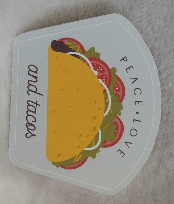 3" Sticker - Peace, Love and Tacos (F21)