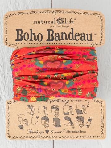 Headband - Boho Bandeau Full - Red Hearts