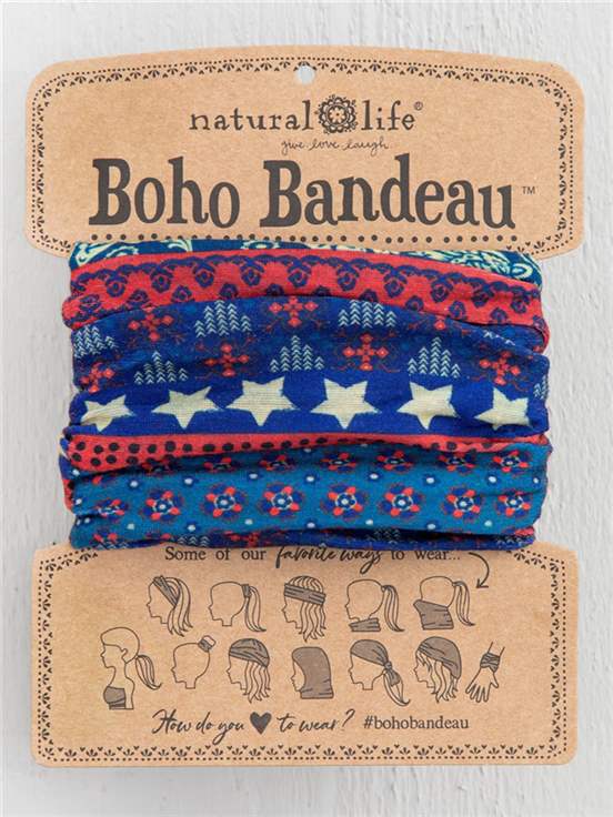 Headband - Boho Bandeau Full - Red White and Blue Americana