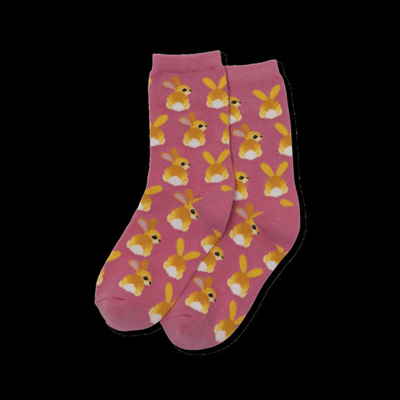 Kid's Socks - Size S/M - Pink Bunny Tails