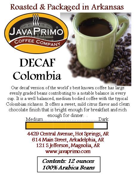Coffee - Decaffeinated - Colombia 12oz Bag