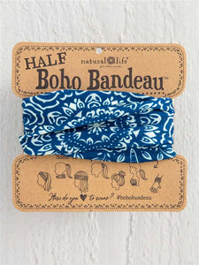 Headband - Boho Bandeau Half - Navy Mandala