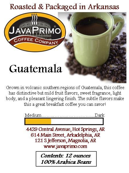 Coffee - Medium - Guatemala 12oz Bag – JavaPrimo Coffee Company