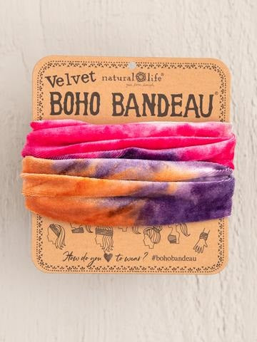 Headband - Boho Bandeau Velvet - Pink Tie-Dye