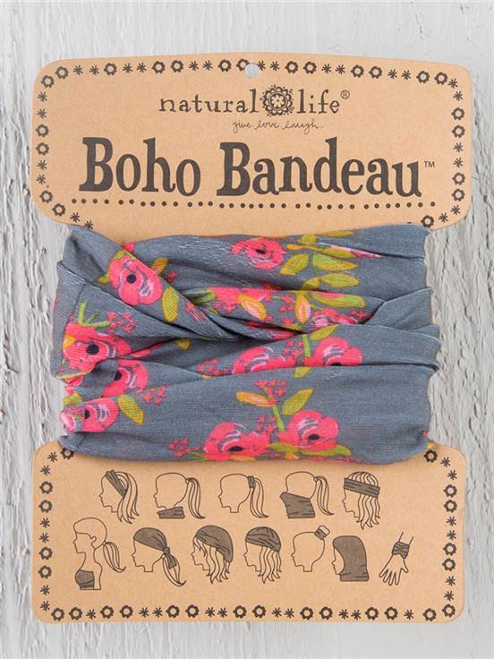 Headband - Boho Bandeau Full - Charcoal Blooms