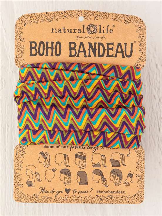 Headband - Boho Bandeau Full - Multi Colored Zig Zag