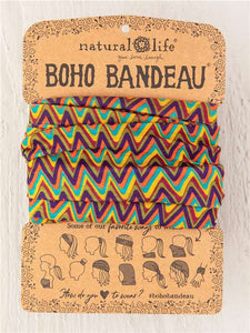 Headband - Boho Bandeau Full - Multi Colored Zig Zag