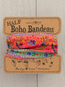 Headband - Boho Bandeau Half - Coral Border Stir