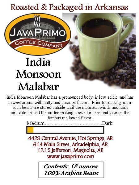 Coffee - Medium Roast - India Monsoon 12oz Bag