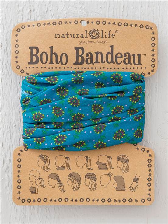 Headband - Boho Bandeau Full - Turqouise Daisies