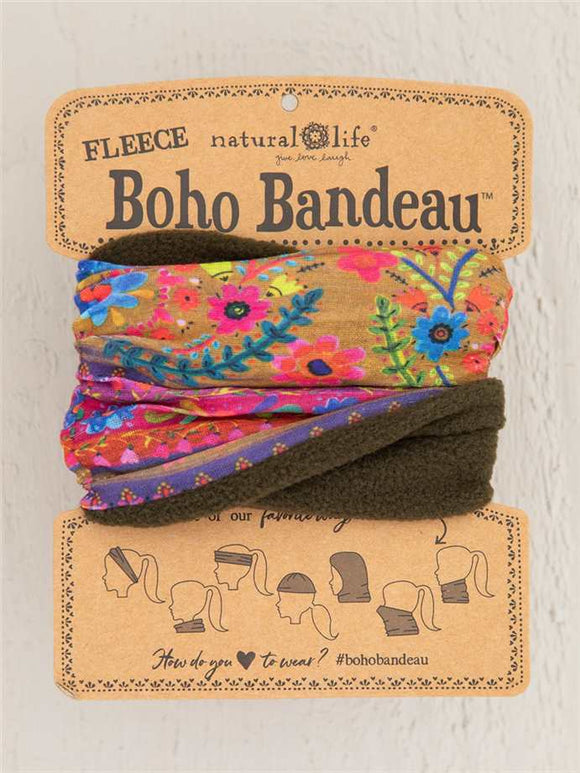 Headband - Boho Bandeau Full - Fleece Multi Border