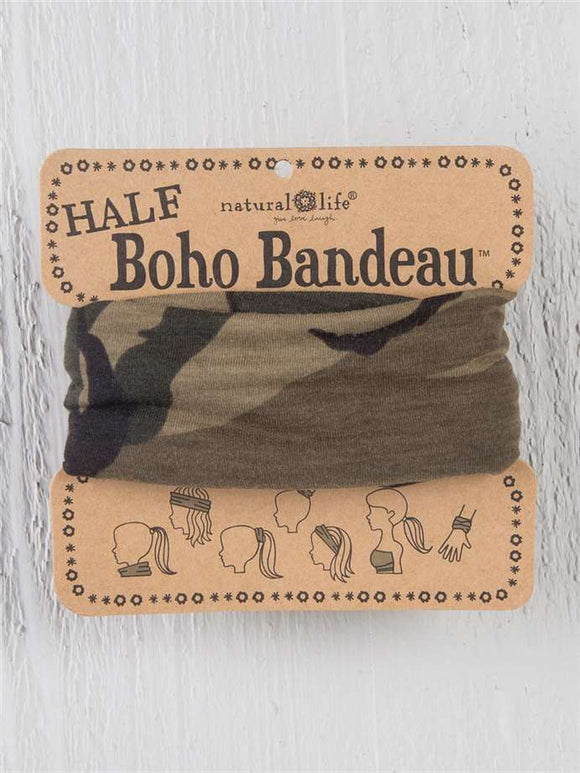 Headband - Boho Bandeau Half - Olive Camo
