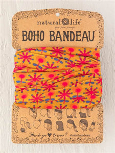 Headband - Boho Bandeau Full - Gold Geo Floral