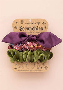 Hair Ties - Scrunchie Set - Purple Bow S/3