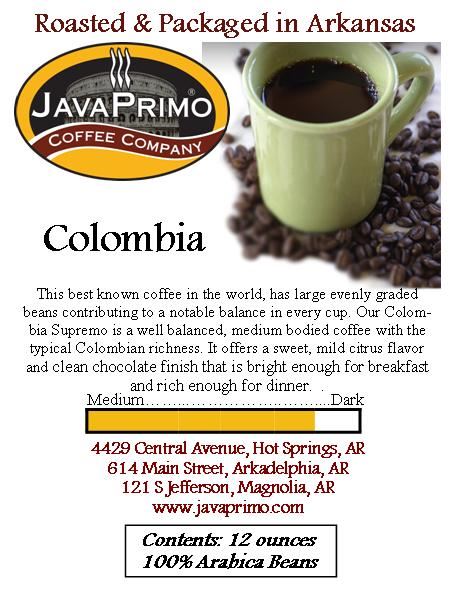 Coffee - Dark Roast - Colombia 12oz Bag