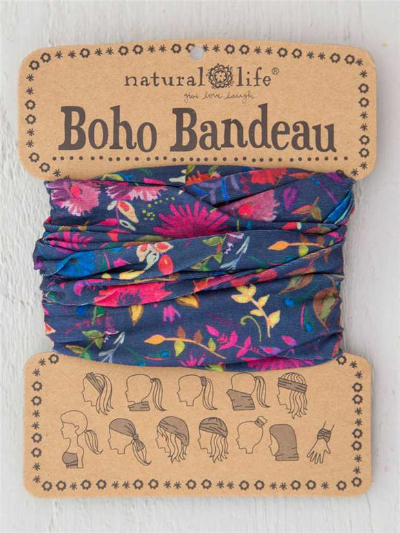 Headband - Boho Bandeau Full - Navy Wild Flowers