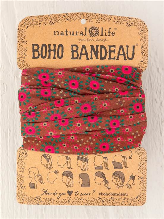 Headband - Boho Bandeau Full - Orange and Pink
