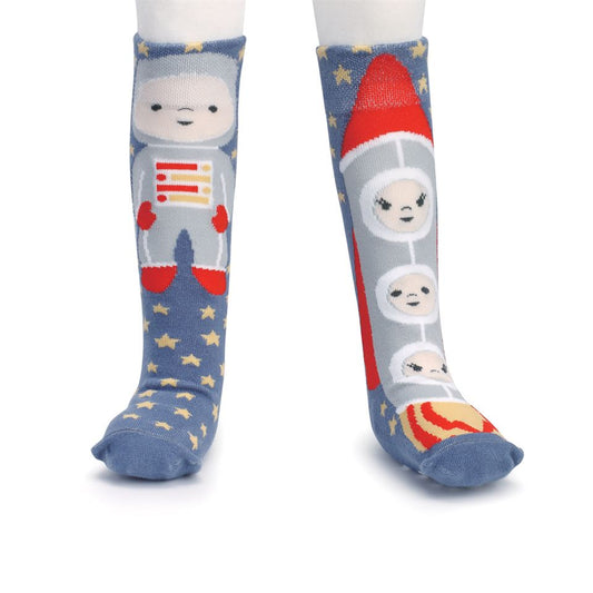 Kid's Socks - Size 18-36 Months - Astronaut and Rocketship